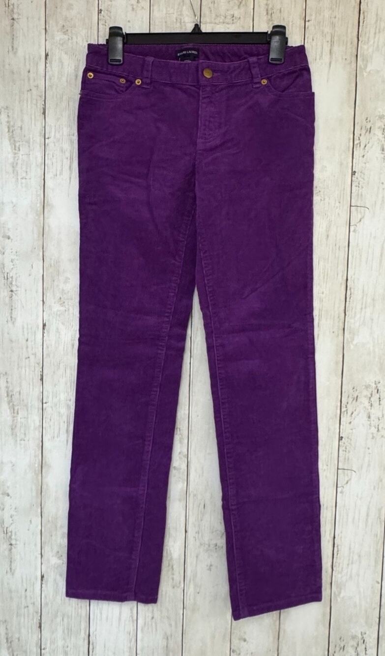NEW Ralph Lauren Girls Corduroy Pants Size 16 Purple Skinny Fit NWT